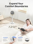 Dreo Fan for Bedroom, 120° Oscillating Standing Fan, Quiet Pedestal Fan with DC Motor, 9 Speeds, 4 modes, 20dB, 120° Manual Vertical, 37-42" Adjustable Height, 9H Timer, White by CozyNest Decor