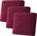 H.VERSAILTEX Velvet Stretch Couch Cushion Cover Plush Cushion Slipcover for Chair Loveseat Sofa Cushion Furniture Protector Seat Cushion Sofa Cover (3 Piece XL Sofa Cushion Covers, Burgundy) by CozyNest Decor