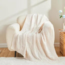 CozeCube Check Knit Throw Blanket, Cream White Checkered Throw for Couch, Decorative Christmas Soft Cozy Warm Knitted Blanket for Bed Sofa Living Room, 50"X60" by CozyNest Decor