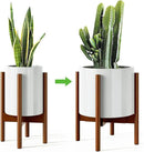 MUDEELA Adjustable Plant Stand Indoor, Bamboo Plant Stand 8 to 12 Inches, Bamboo Dark Brown Planter Stand for Indoor Plants,Single Floor Plant Stand for Indoor Plants, Pot Plant Not Included by GreenHaven Gardens