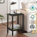 TUTOTAK End Table with Charging Station, Small Side Table, Nightstand Bedside Table, 2-Tier Storage Shelf for Small Space, Living Room, Bedroom, Marble Black TB01BMK040 by CozyNest Decor