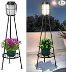 2 Pack Solar Lights Outdoor with Plant Stands, Solar Floor Lamp, Solar Powered Street Lights Metal Tripod Deck Lights, Patio Decor for Garden Yard Pathway Driveway Porch by GreenHaven Gardens