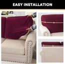 PrinceDeco Velvet Cushion Covers for Sectional Couch, 3 Back Cushion, Burgundy by CozyNest Decor