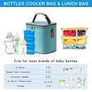 Breastmilk Cooler Bag with Ice Pack Fits 6 Baby Bottles Up to 9 Ounce, Baby Bottle Bag with Shoulder Strap for Nursing Mom Daycare, Aqua by TinyTreasures Baby Boutique