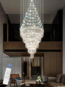 Flashing God 40''X90 High Ceiling Chandelier Crystal Raindrop Gold Chandeliers Staircase Large Chandelier Villa Entrance Foyer Pendant Light Foyer High Ceiling Light 15 GU10 Bulb Dimming by CozyNest Decor
