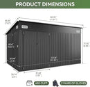 Aoxun 12' x 7.3' Shed 441 CU.FT Outdoor Waterproof Storage Shed with Triple Lockable Door Garden Metal Tool Shed for Outside (Black) by GreenHaven Gardens