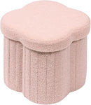 B FSOBEIIALEO Storage Ottoman Cube, Flowers Shaped Ottomans with Storage Foot Stool Footrest for Lving Room, Boucle Ottoman Seat for Dorm Room,Faux Teddy Fur, Pink 12.6"x12.6"x12.6" by CozyNest Decor