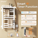ENZE Heated Towel Rack with Shelf and Wi-Fi App Control, 8 Bars Electric Wall Mounted Towel Warmer with Timer & Adjustable Temperature, Low Carbon Steel, Plug-in/Hardwired, White by TinyTreasures Baby Boutique