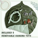Baby Play Gym with Mat Leaf Shaped, Baby Play Mat with 6 Hanging Toys Tummy Time Mat, Baby Gym Activity Center, Washable (Green) by TinyTreasures Baby Boutique