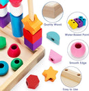 Montessori Wooden Lacing Beads Toys for 2 3 4 Year Old Toddler Kids, Sequencing & Stacking Block Toy with Storage Box, STEM Preschool Learning Toys, Christmas Birthday Gifts for Boys Girls by TinyTreasures Baby Boutique