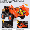 24V Ride On Dump Truck, 24inch-2 Seater Ride On Car for Kids w/Remote Control 4WD/2WD Up to 5 Mph, 24v Ride on Toys for Big Kids w/Electric Dump Bed Extra Shovel Traffic Cones (Orange) by TinyTreasures Baby Boutique