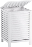 SMIBUY Double Laundry Hamper with Lid, 120L Bamboo Laundry Basket with Removable Liner Bag, 2-Section Clothes Divider Laundry Sorter for Laundry Room, Bathroom, Bedroom (White) by CozyNest Decor