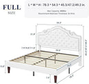 Allewie Full Size Bed Frame with Adjustable Velvet Tiara Headboard, Upholstered Diamond Button Tufted Platform Bed, Wood Slats Support, No Box Spring Needed, White by CozyNest Decor
