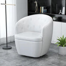 360° Swivel Leather Accent Chair, Modern Barrel Club Chair with Leather Upholstery and Sturdy Base, Comfortable Armchair for Living Room, Bedroom, Reading Nook, White by CozyNest Decor