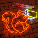 Squirrel Beer Neon Sign for Wall Decor Bar Neon Light Orange Squirrel Drinking Wine Led Light Animal LED Sign Dimmable LED Neon Light for Bar Bedroom Kidsroom Business Game Room by CozyNest Decor