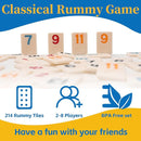 Upgraded Rummy Cube Game Set 6-8 Players with 8 Wooden Holders and 214 Rummy Tiles, Travel Family Board Game for Adults and Kids by TinyTreasures Baby Boutique