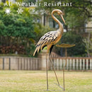 Large Heron Garden Statue, 42'' Crane Outdoor Statue with Birdbath, Crane Metal Yard Art for Porch Backyard Patio Lawn Decor (Golden) by GreenHaven Gardens