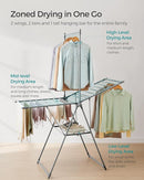 SONGMICS Clothes Drying Rack, Foldable 2-Level Laundry Drying Rack, Free-Standing Airer, 1 Additional Tall Hanging Bar, 2 Height-Adjustable Wings, 24 Drying Rails, Space Savng, Gray ULLR521G01 by TinyTreasures Baby Boutique