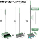 JOYMOOP Dark Teal Green Broom and Dustpan Set with 56” Handle, Upright Angle with Comb Teeth for Pet Hair and Hardwood Floors by CozyNest Decor