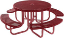 Heavy-Duty Portable Outdoor Picnic Table with Umbrella Hole, Punched Steel Commercial-Grade Patio Furniture Made in America (46" Round Top, Burgundy with Burgundy Frames) by GreenHaven Gardens