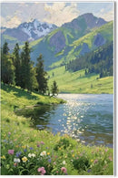 The scenery of mountain streams and green meadows is suitable for living rooms bedrooms offices landscape posters and wall paintings by CozyNest Decor