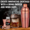 Bartender Kit with Whiskey Smoker - 13 pcs, Bamboo Stand - Bar Set with Cocktail Shaker, Bartending Kit with Essential Bar Accessory Tools, Wood Chips, Pink Gold by CozyNest Decor