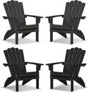 Set of 4 Folding HDPE Adirondack Chairs - Heavy-Duty Weather-Resistant Patio Chairs with Wide Armrests & Ergonomic High Back, Fire Pit Seating for Backyard, Garden, Porch (Black) by GreenHaven Gardens