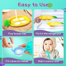 Baby Fruit Food Feeder - Silicone Nibble Tray Combo - Breastmilk Popsicle Mold for Cooling Relief, BPA Free Mesh Feeder for Infant Self Feeding (Antler Blue + Pineapple) by TinyTreasures Baby Boutique