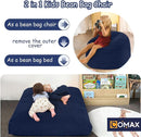 COMAX Kids Bean Bag Chair Turn into Beanbag Bed, Toddler Bean Chair Corduroy for Girl Boy Sleeping, Lazy Children Bean Bags with Filler, Convertible Child Floor Mattress, Dark Blue by TinyTreasures Baby Boutique