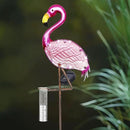 LEWIS&WAYNE 43’’ Solar Flamingo Rain Gauge Outdoor Decorative Metal Stake LED Lights with Glass Tube Solar Pathway Lights for Garden, Yard, Patio, Lawn Decor by GreenHaven Gardens