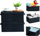 HOONEX Linen Foldable Storage Bins with Lids, 2 Pack, Storage Boxes with Carrying Handles and Sturdy Heavy Cardboard, 16.5" L x 11.8" W x 7.5" H for Shoes, Books, Clothes, Nursery, Dark Grey by TinyTreasures Baby Boutique