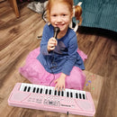 M SANMERSEN Kids Piano Keyboard with Microphone 37 Keys Portable Electronic Keyboards for Beginners Musical Toy for 3/4/5/6 Year Old Girls Boys, Pink by TinyTreasures Baby Boutique