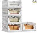 5 Pack Stackable Plastic Storage Basket Closet Organizer Bin Foldable Clothes Organizer Storage Drawer Shelf Container for Living Room Bathroom Kitchen Office (5L) by CozyNest Decor