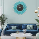 Honiway Wall Clock Battery Operated 12 Inch Rustic Wood Beach Sunburst Decorative Wall Clock Silent Non-Ticking Coastal Wall Decor Clocks for Living Room Kitchen Bathroom Bedroom (Cyan) by CozyNest Decor
