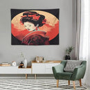 Japanese Woman Geisha Tapestry Asian Cherry Blossom Red Sun Traditional Kimono Folk Tapestries Home Decor for Living Room Bedroom Apartment Farmhouse Dorm 40"x30" by CozyNest Decor