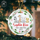 Unifury Personalized Baby First Christmas Ornament 2024, Keepsake for Babies First Christmas Tree, Holiday Decor for Celebrating Ceramic Babys 1st Christmas Ornament 2024, Safari Animal Holly by TinyTreasures Baby Boutique