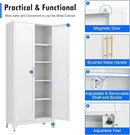 Metal Storage Cabinet with Doors and Shelves, 75 Inch Tall Kitchen Pantry Cabinet, Pantry Cabinets for Kitchen Storage, Freestanding Cupboard for Living, Dining Room, White, Assembly Required by CozyNest Decor