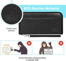 Real Leather Wallet RFID Family Passport Holder Waterproof Travel Essentials (All Black) by TinyTreasures Baby Boutique