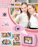 Kids Instant Print Camera Selfie Function - Front Rear Dual Kid Camera with 1080P Video for Girls Ages 3-12, Toddler Portable Travel Print Digital Camera for 3 4 5 6 7 8 9 10 11 12 Year Old Pink by TinyTreasures Baby Boutique
