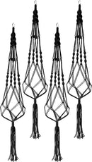 Sorbus Macrame Plant Hanger (4 Pack) Indoor Outdoor Hanging Plant Pots Cotton Rope, Elegant for Home, Patio, Garden (Black) by GreenHaven Gardens