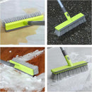 Floor Scrub Brush 2 in 1 Scrape and Stiff Bristle Deck Brush for Cleaning Concrete, Patio, Garage, Kitchen, Carpet and Bathroom 57" Long Handle by CozyNest Decor