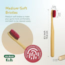 Children Bamboo Toothbrushes for 3 y+ Tots, BPA Free Bristles, Medium Soft, 6 PCS Bamboo Toothbrush for Dental Hygiene, Compostable and Sustainable, Classic Rounded Handle for Easy Grip by TinyTreasures Baby Boutique