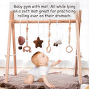 Razee Wooden Baby Play Gym Play Mat, Foldable Baby Gym with 6 Hanging Sensory Toys for Newborn Shower Gift by TinyTreasures Baby Boutique