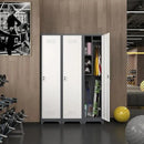 Storage Cabinet,Slim Broom Closet Storage Cabinets with Lockable Doors,Narrow Utility Cabinets with Hanging Rod,Tall Broom Closet for Laundry,Home Office,Grey-White by CozyNest Decor