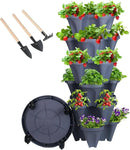 Vertical Planter 6 Tier Stackable Planters Garden Planters Strawberry Herb Flower and Vegetable Planter Indoor Outdoor Gardening Pots with Removable Wheels and Tools by GreenHaven Gardens
