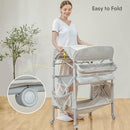 BabyBond Portable Baby Changing Table, Foldable Diaper Changing Table Dresser Waterproof Height Adjustable Changing Station for Infant and Newborn(Beige) by TinyTreasures Baby Boutique