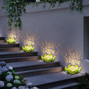 Huaxu Solar Lights Outdoor Garden Decoration Crackle Globe Glass Waterproof LED Metal Green Lotus Flowers Gift for Mom,Women,Patio,Lawn,Walkway,Tabletop,Ground by GreenHaven Gardens