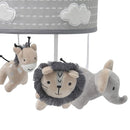 Lambs & Ivy Jungle Safari Musical Baby Crib Mobile - Gray, Beige, White, Animals by TinyTreasures Baby Boutique