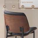 BV Mid Century Modern Dining Chairs Set of 4, Upholstered Pu Leather Armless Accent Chair with Walnut Bentwood Back, Retro Kitchen Chair for Dining Room, Living Room, Kitchen, Black by CozyNest Decor