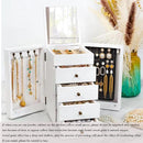 Meangood Jewelry Box Wood for Wowen, 5-Layer Large Organizer Box with Mirror & 4 Drawers for Rings, Earrings, Necklaces, White by TinyTreasures Baby Boutique